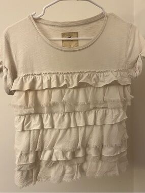 Y2K White Hollister Top with Tiered Ruffles